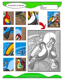 Puzzle Kes Yapıştır Çalışma Sayfaları